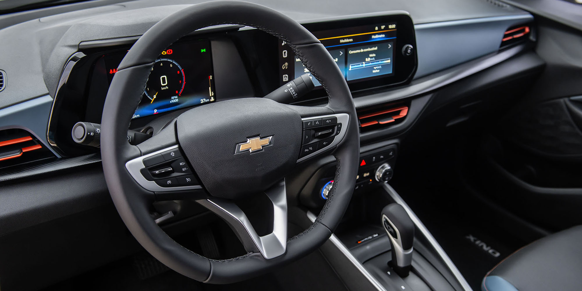 Vista del diseño interior y la cabina del Chevrolet Onix Sedán.