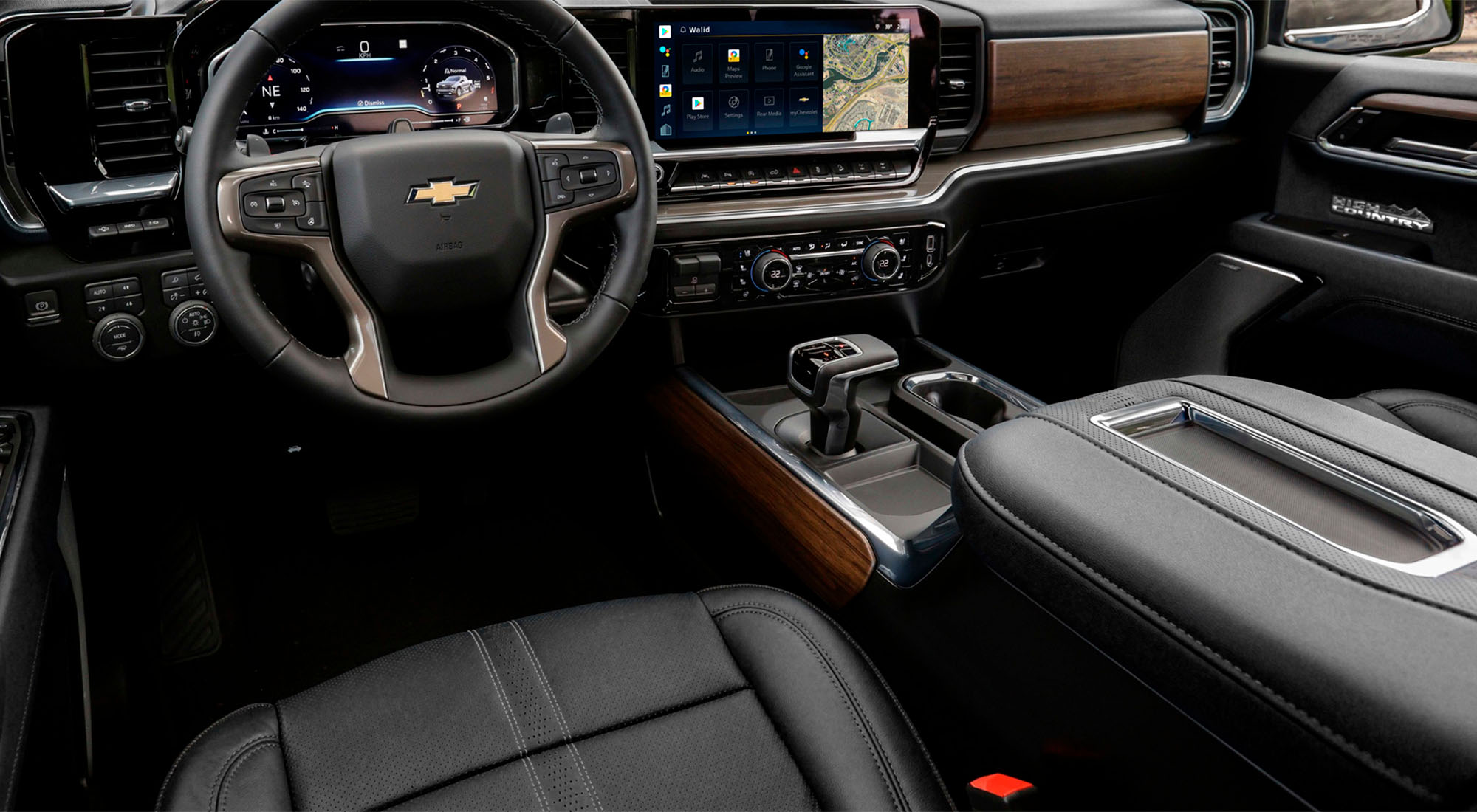 Chevrolet Silverado HIGH COUNTRY, detalles de madera