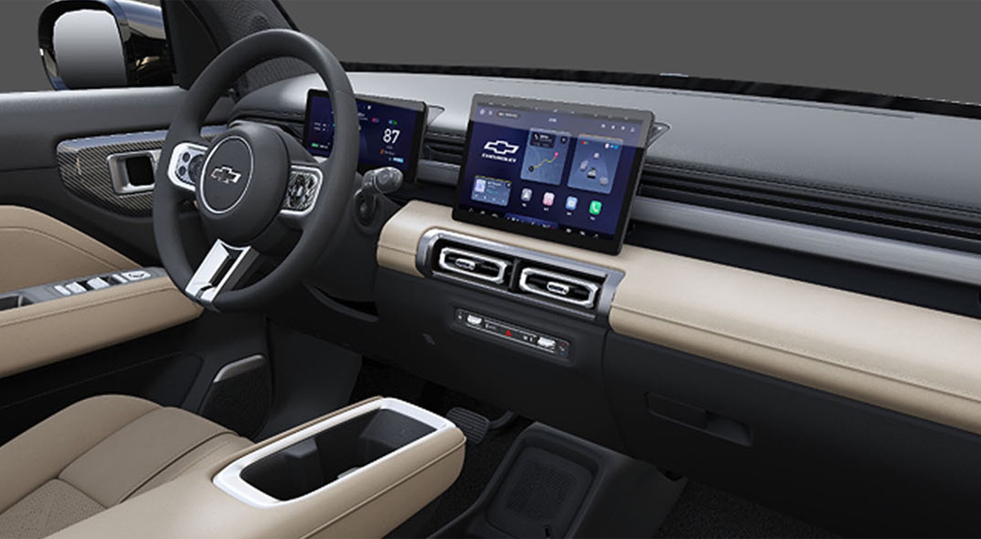 Interior Spark EUV color beige y negro