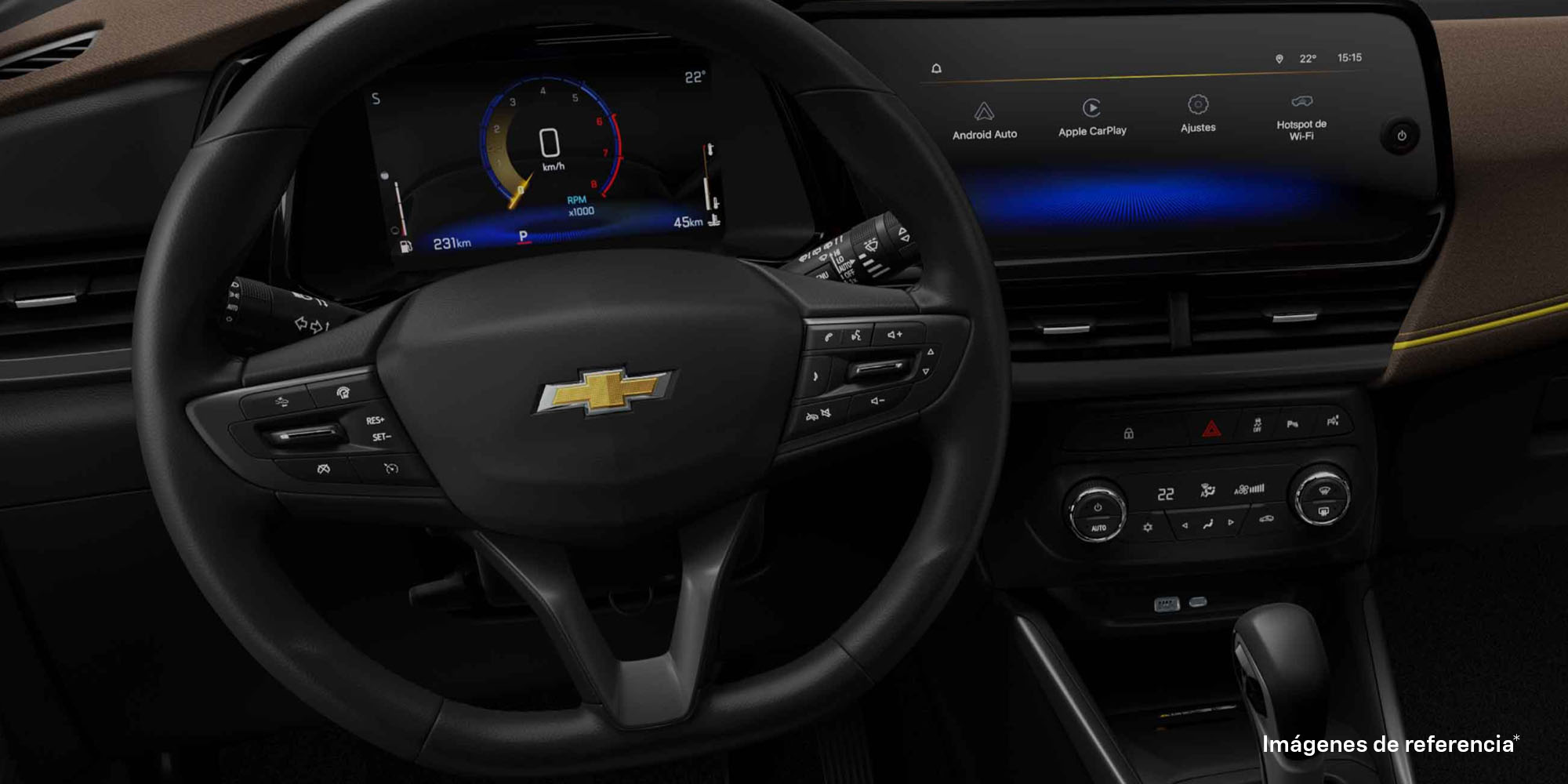 Volante y pantalla central de la Chevrolet Tracker 2026