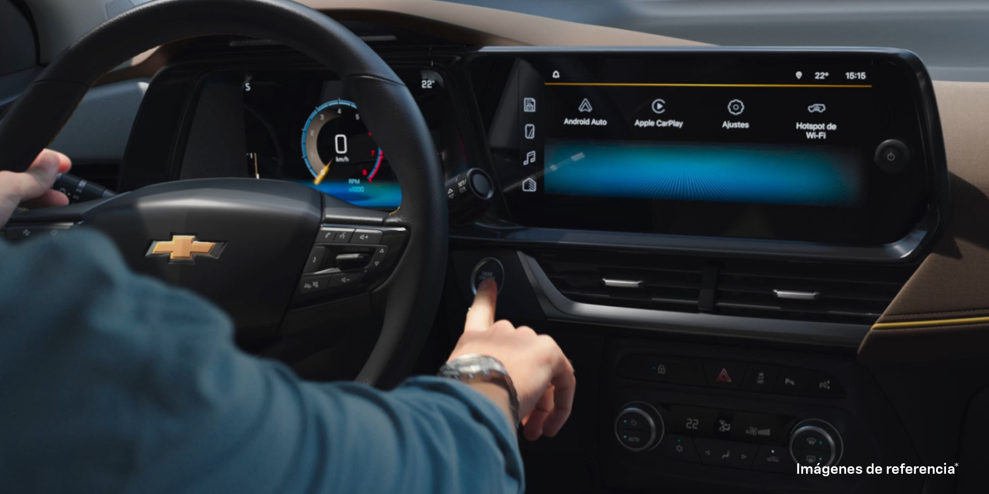 Volante y pantalla multimedia de la Chevrolet Tracker 2026